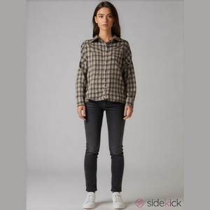 Brandy Melville Flannel Button Down Shirt Black & White